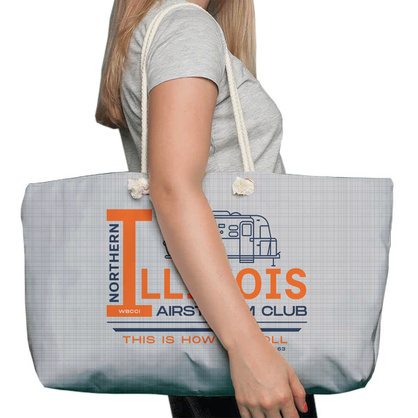 Northern Illinois Airstream Club Logo Large Rope Tote Bag - In Context View