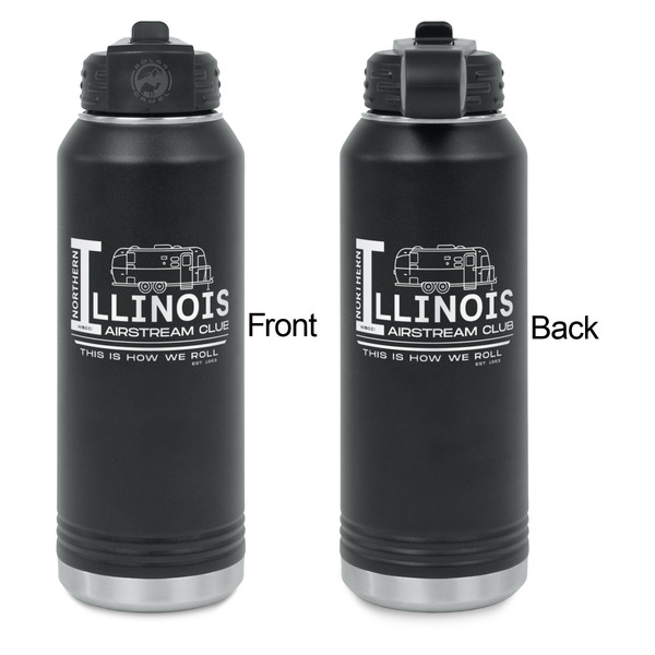 Northern Illinois Airstream Club Logo Laser Engraved Water Bottles - Front & Back Engraving - Front & Back View