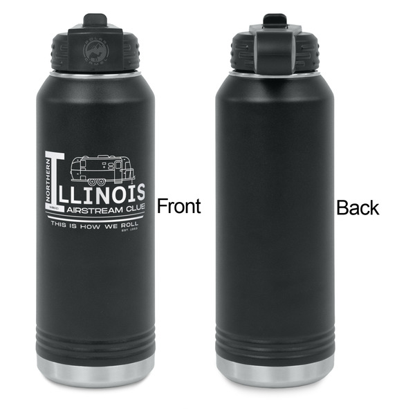 Northern Illinois Airstream Club Logo Laser Engraved Water Bottles - Front Engraving - Front & Back View
