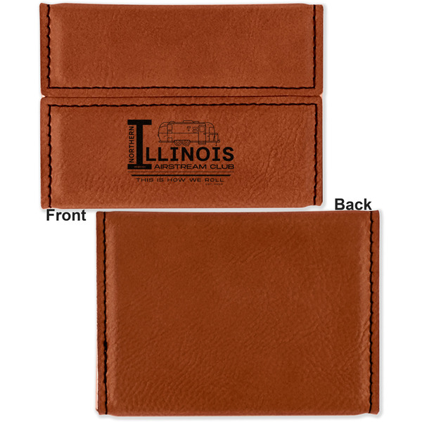 Northern Illinois Airstream Club Logo Leather Business Card Holder Front Back Single Sided - Apvl