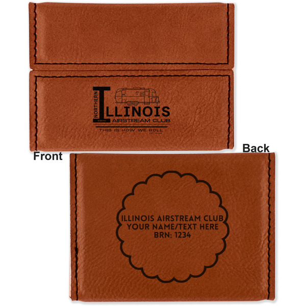 Northern Illinois Airstream Club Logo Leather Business Card Holder - Front Back