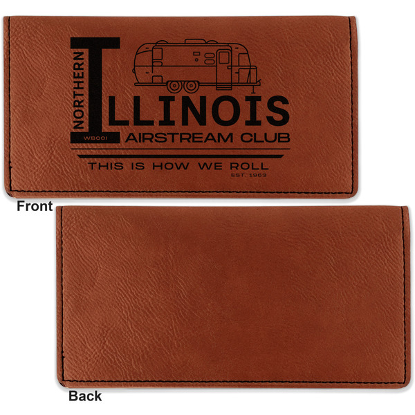 Northern Illinois Airstream Club Logo Leather Checkbook Holder Front and Back Single Sided - Apvl