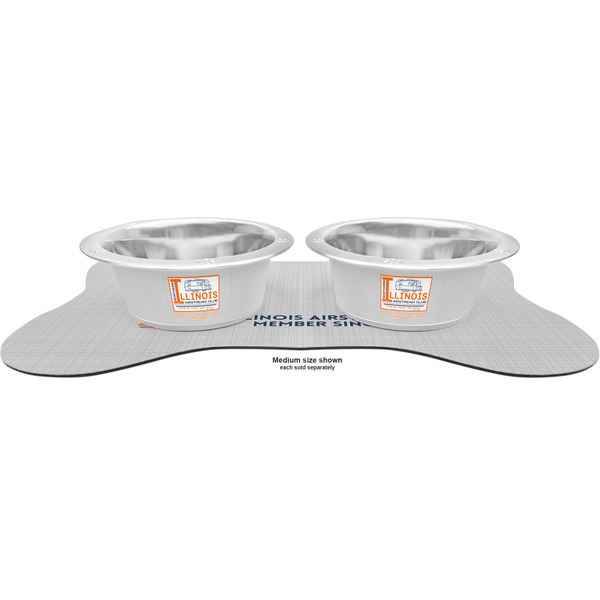 Northern Illinois Airstream Club Logo Metal Pet Bowls - On Dog Bone Shaped Mat