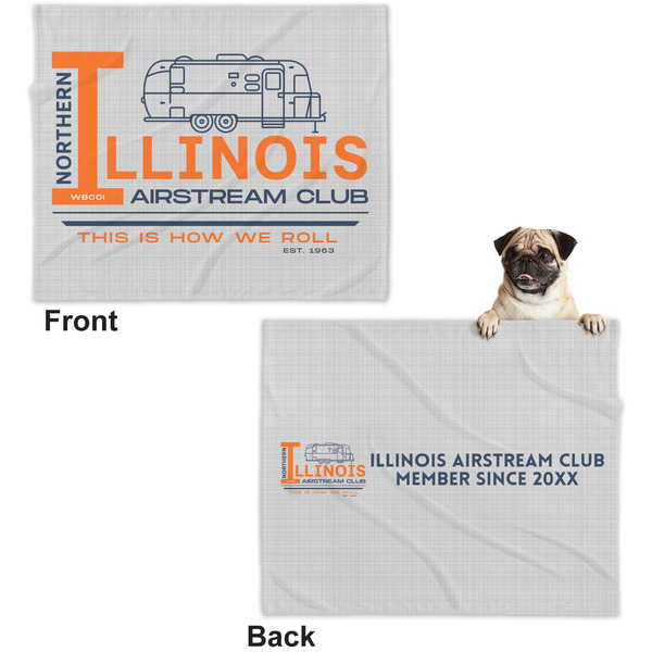 Northern Illinois Airstream Club Logo Microfleece Dog Blanket - Large- Front & Back