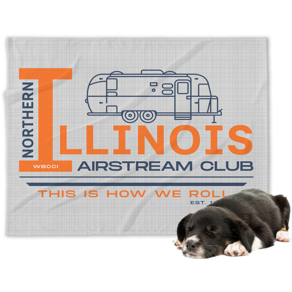 Custom Northern Illinois Airstream Club Logo Dog Blanket - Large