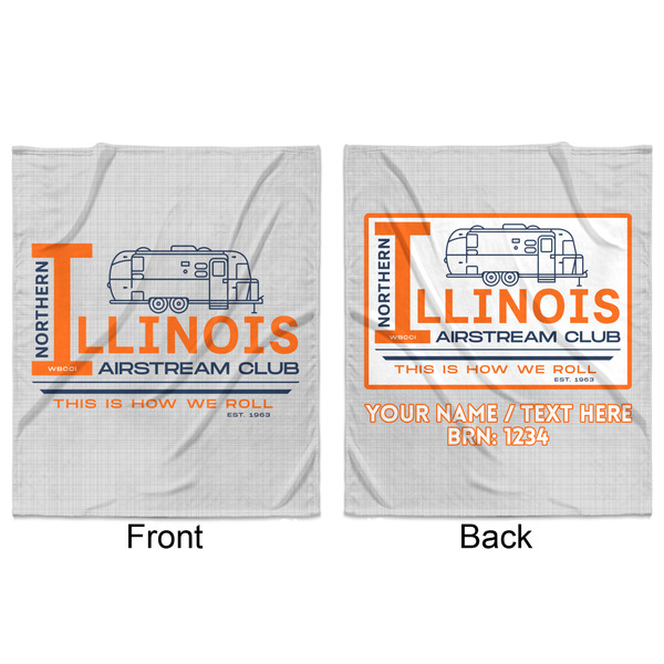 Northern Illinois Airstream Club Logo Minky Blanket - 50"x60" - Double Sided - Front & Back