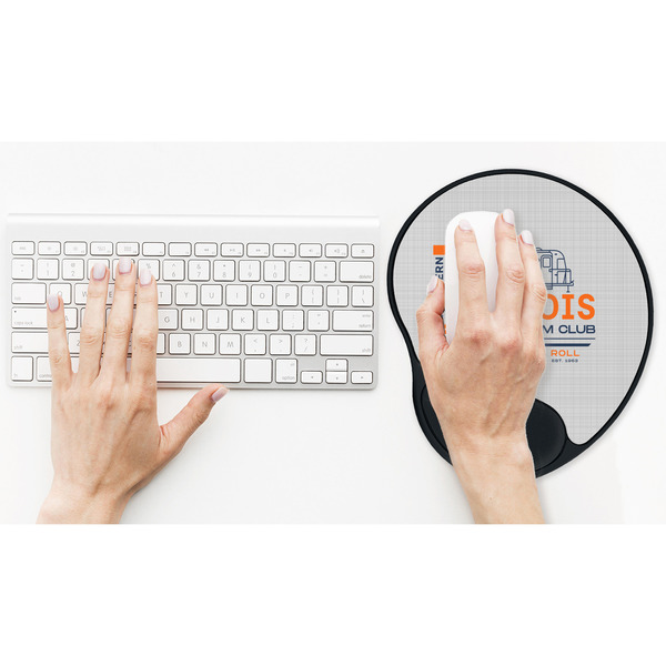 Northern Illinois Airstream Club Logo Mouse Pad with Wrist Rest - LIFESYTLE 2 (in use)