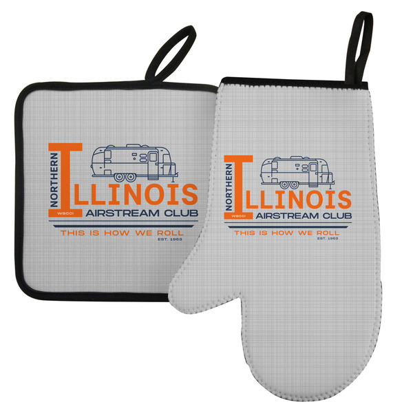 Custom Northern Illinois Airstream Club Logo Left Oven Mitt & Pot Holder Set
