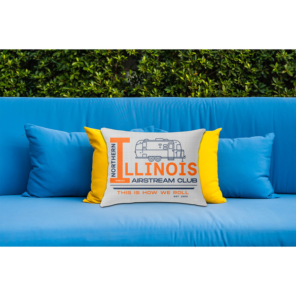 Northern Illinois Airstream Club Logo Outdoor Throw Pillow  - LIFESTYLE (Rectangular - 20x14)