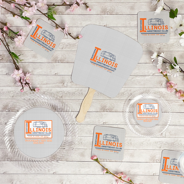 Northern Illinois Airstream Club Logo Party Supplies Combination Image - All items - Plates, Coasters, Fans