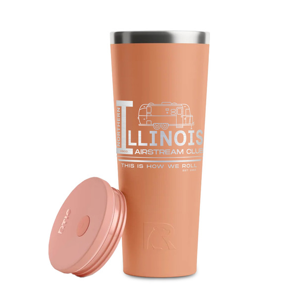 Northern Illinois Airstream Club Logo Peach RTIC Everyday Tumbler - 28 oz. - Lid Off