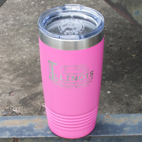 Northern Illinois Airstream Club Logo Pink Polar Camel Tumbler - 20oz - Angled