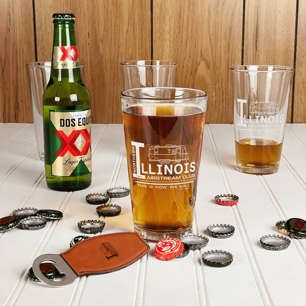 Northern Illinois Airstream Club Logo Pint Glasses - In Context