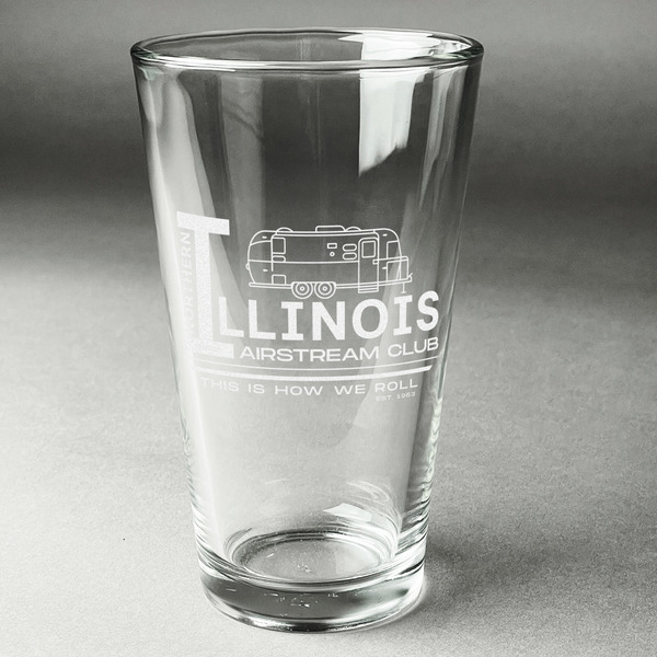 Custom Northern Illinois Airstream Club Logo Pint Glass - Laser Engraved