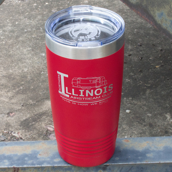 Northern Illinois Airstream Club Logo Red Polar Camel Tumbler - 20oz - Angled