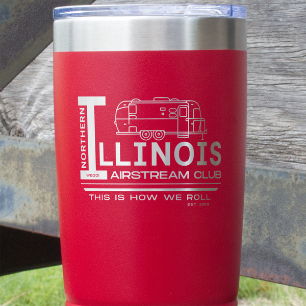 Northern Illinois Airstream Club Logo Red Polar Camel Tumbler - 20oz - Close Up
