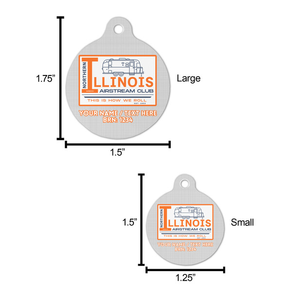 Northern Illinois Airstream Club Logo Round Pet ID Tag - Comparison Scale