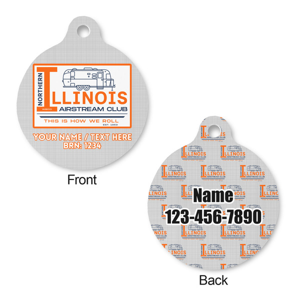 Northern Illinois Airstream Club Logo Round Pet ID Tag - Large - Front & Back View