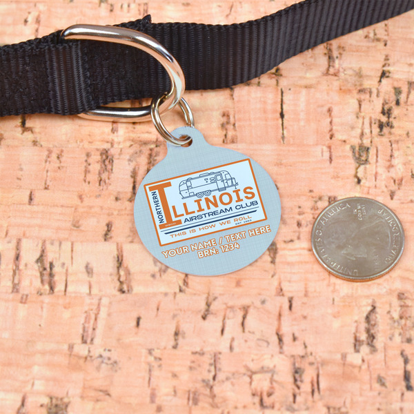 Northern Illinois Airstream Club Logo Round Pet ID Tag - Large - In Context