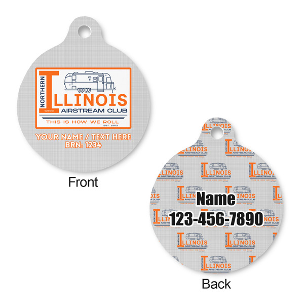 Northern Illinois Airstream Club Logo Round Pet ID Tag - Small - Front & Back View