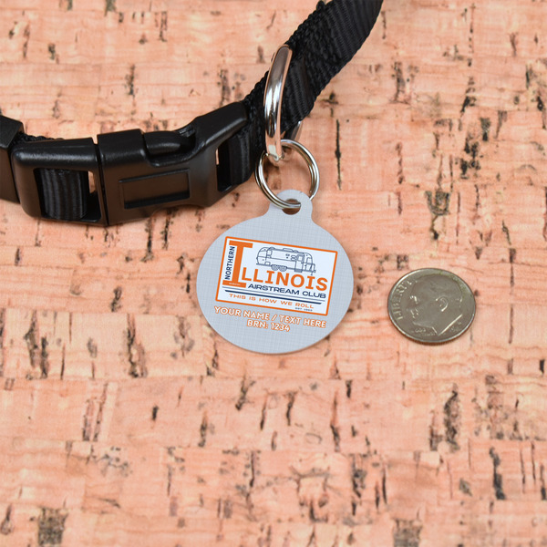 Northern Illinois Airstream Club Logo Round Pet ID Tag - Small - In Context