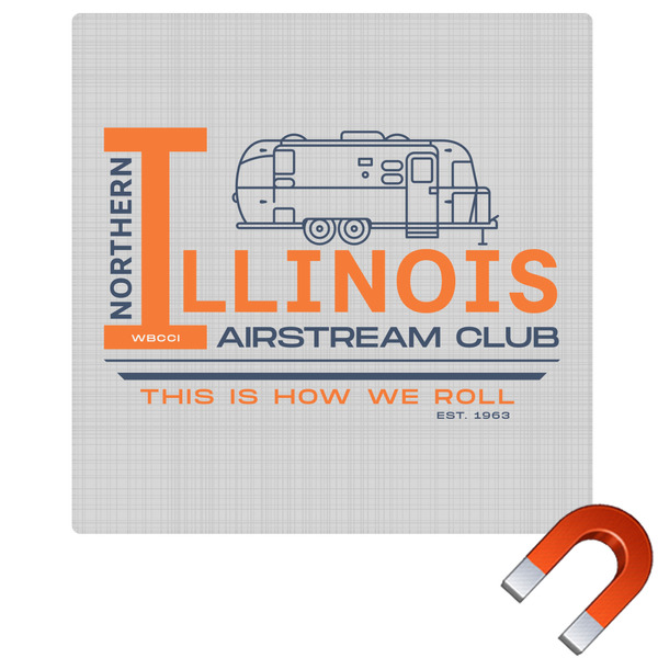 Custom Northern Illinois Airstream Club Logo Square Car Magnet - 10"