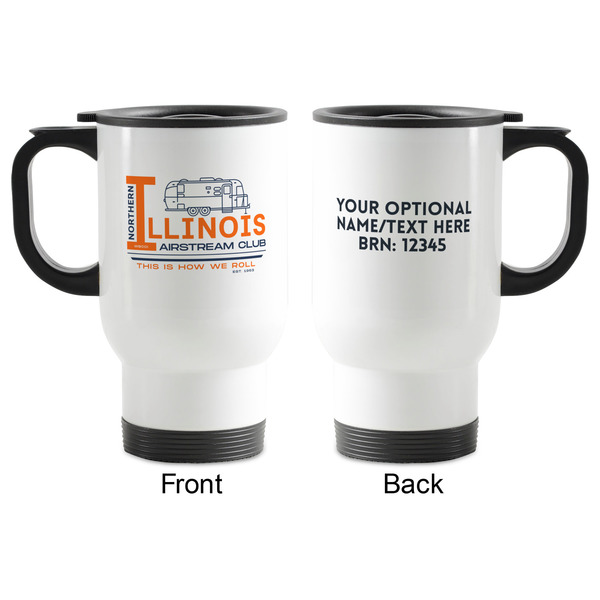 Northern Illinois Airstream Club Logo Stainless Steel Travel Mug with Handle - Front & Back