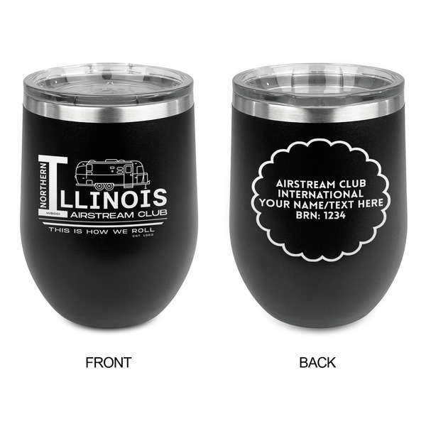 Northern Illinois Airstream Club Logo Stainless Wine Tumblers - Black - Double Sided - Approval