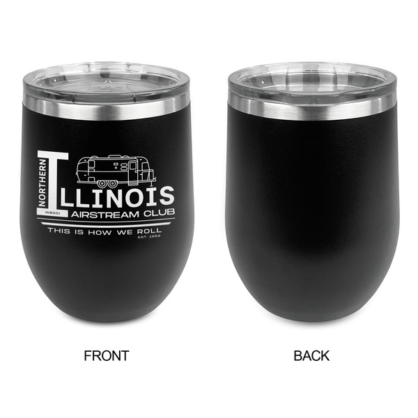 Northern Illinois Airstream Club Logo Stainless Wine Tumblers - Black - Single Sided - Approval