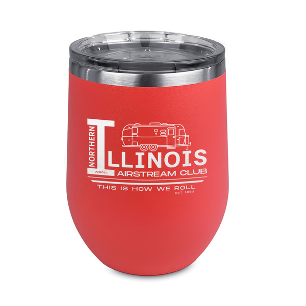 Custom Northern Illinois Airstream Club Logo Stemless Stainless Steel Wine Tumbler - Coral - Double-Sided