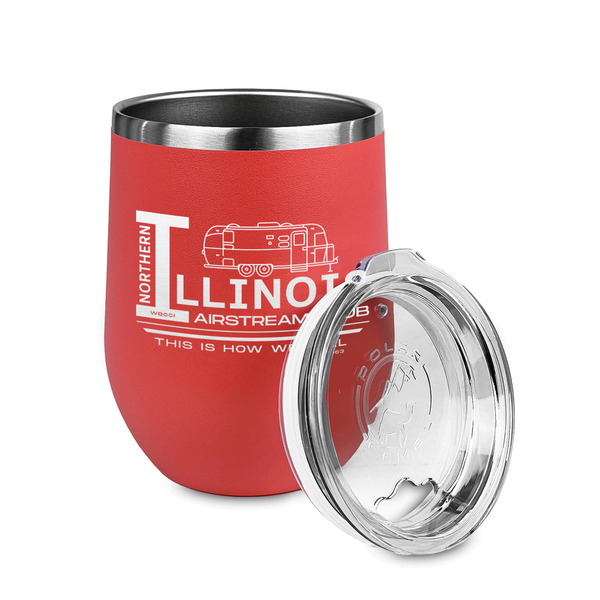 Northern Illinois Airstream Club Logo Stainless Wine Tumblers - Coral - Single Sided - Alt View