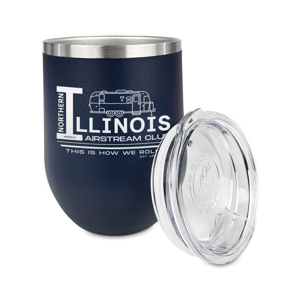 Northern Illinois Airstream Club Logo Stainless Wine Tumblers - Navy - Double Sided - Alt View