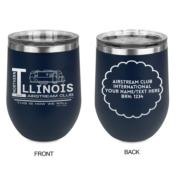 Northern Illinois Airstream Club Logo Stainless Wine Tumblers - Navy - Double Sided - Approval