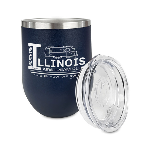 Northern Illinois Airstream Club Logo Stainless Wine Tumblers - Navy - Single Sided - Alt View