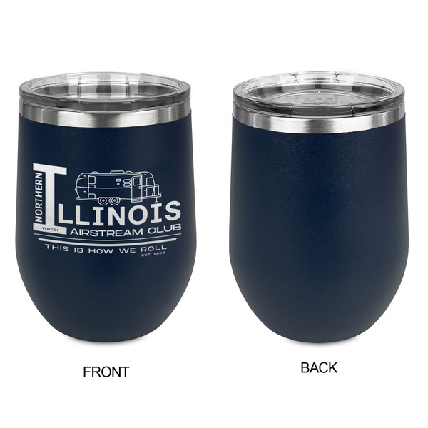 Northern Illinois Airstream Club Logo Stainless Wine Tumblers - Navy - Single Sided - Approval