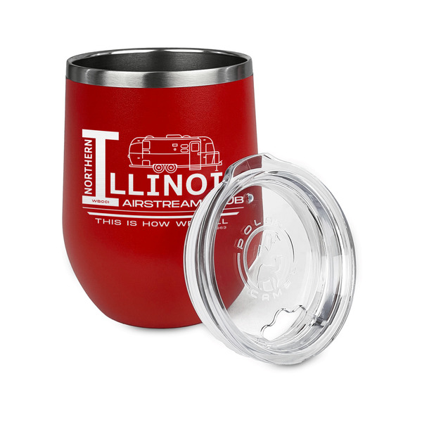 Northern Illinois Airstream Club Logo Stainless Wine Tumblers - Red - Double Sided - Alt View