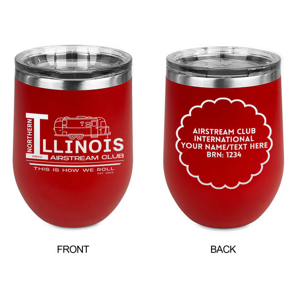 Northern Illinois Airstream Club Logo Stainless Wine Tumblers - Red - Double Sided - Approval