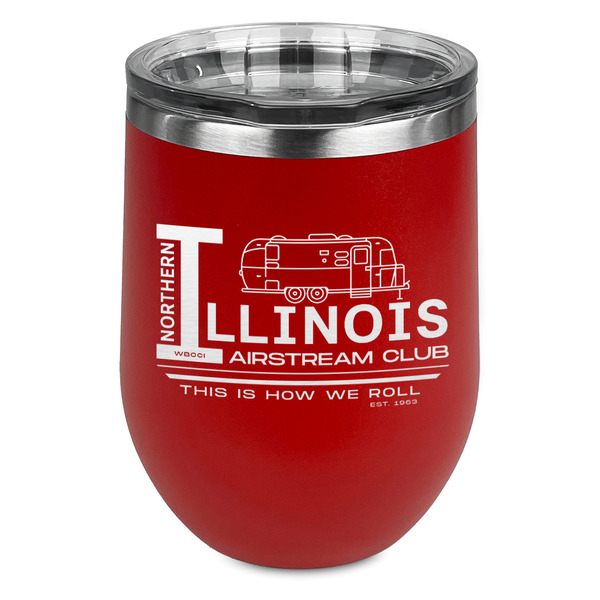 Custom Northern Illinois Airstream Club Logo Stemless Stainless Steel Wine Tumbler - Red - Double-Sided