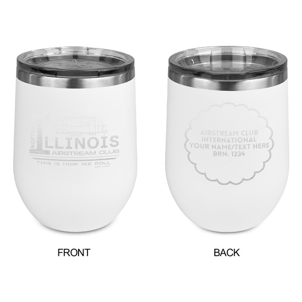 Northern Illinois Airstream Club Logo Stainless Wine Tumblers - White - Double Sided - Approval