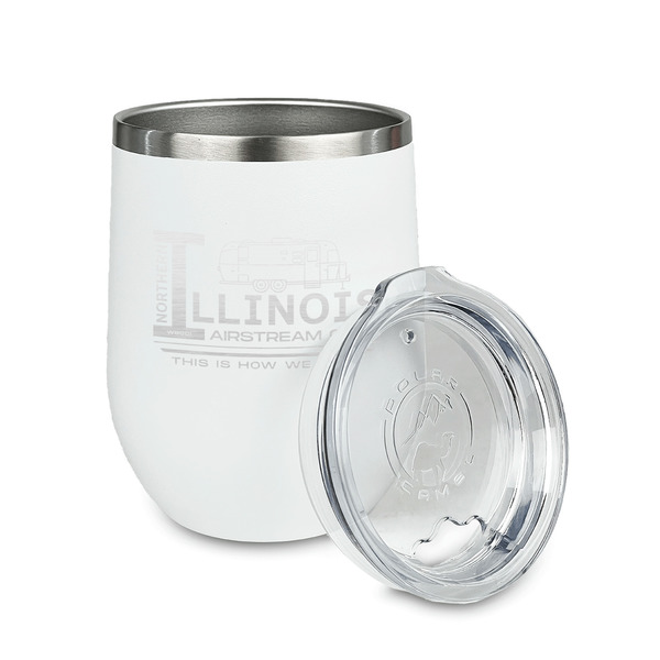 Northern Illinois Airstream Club Logo Stainless Wine Tumblers - White - Single Sided - Alt View