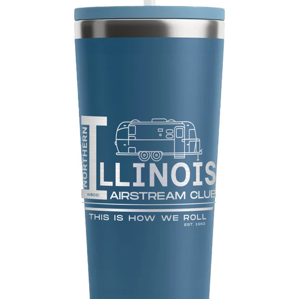 Northern Illinois Airstream Club Logo Steel Blue RTIC Everyday Tumbler - 28 oz. - Close Up
