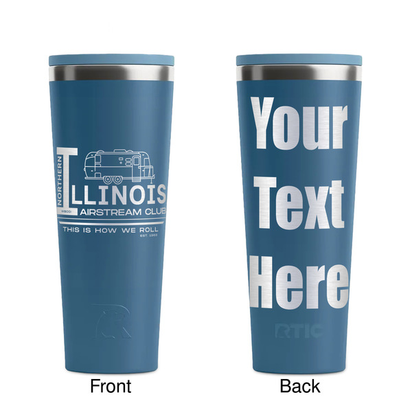 Northern Illinois Airstream Club Logo Steel Blue RTIC Everyday Tumbler - 28 oz. - Front and Back