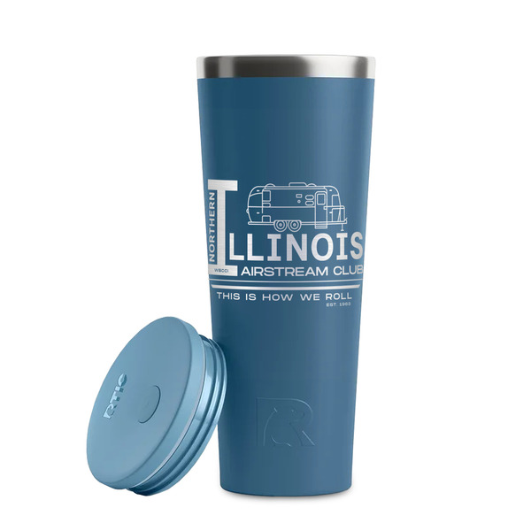 Northern Illinois Airstream Club Logo Steel Blue RTIC Everyday Tumbler - 28 oz. - Lid Off