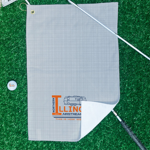 Northern Illinois Airstream Club Logo Waffle Weave Golf Towel - In Context