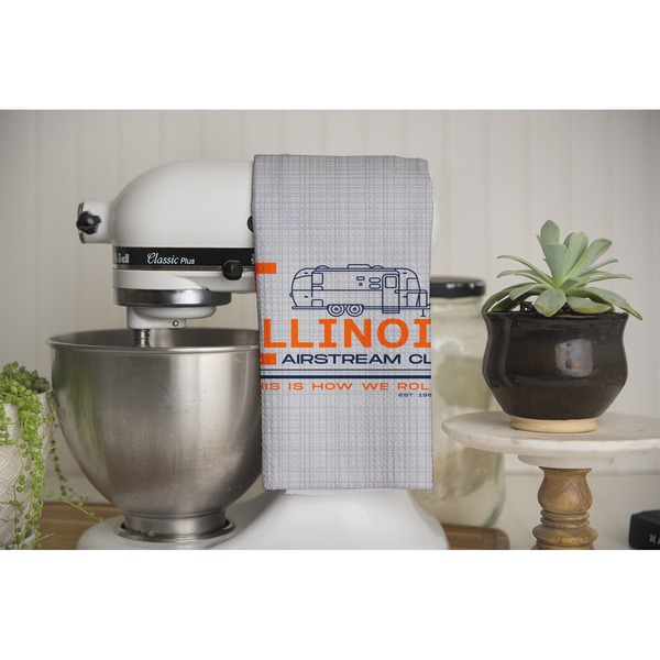 Northern Illinois Airstream Club Logo Waffle Weave Towel - Full Color Print - Lifestyle Image