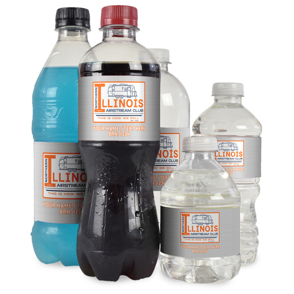 Northern Illinois Airstream Club Logo Water Bottle Label - Multiple Bottle Sizes