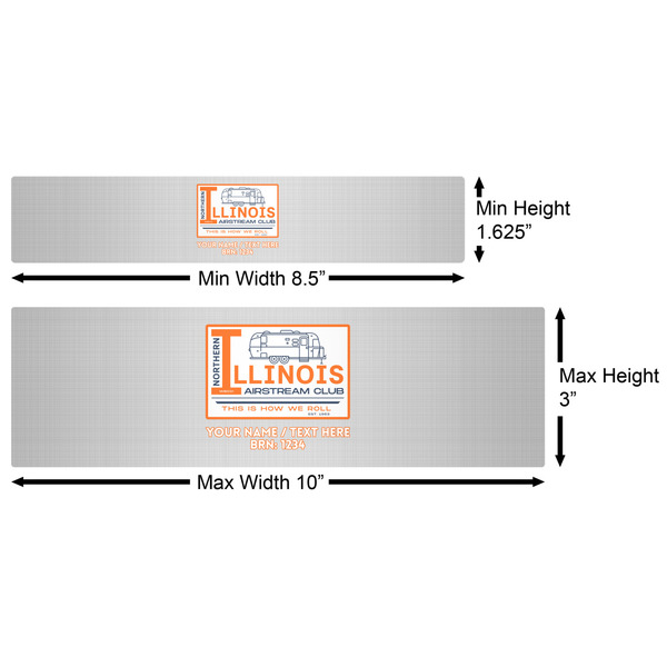 Northern Illinois Airstream Club Logo Water Bottle Labels w/ Dimensions