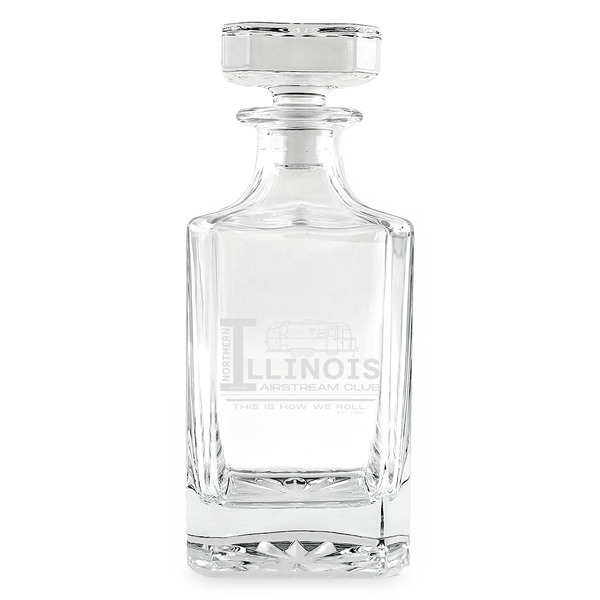 Northern Illinois Airstream Club Logo Whiskey Decanter - 26oz Square - Front