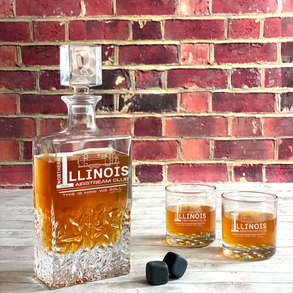 Northern Illinois Airstream Club Logo Whiskey Decanters - 26oz Rect - Lifestyle