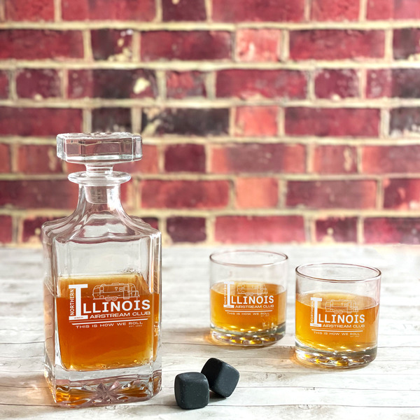 Northern Illinois Airstream Club Logo Whiskey Decanters - 26oz Square - Lifestyle